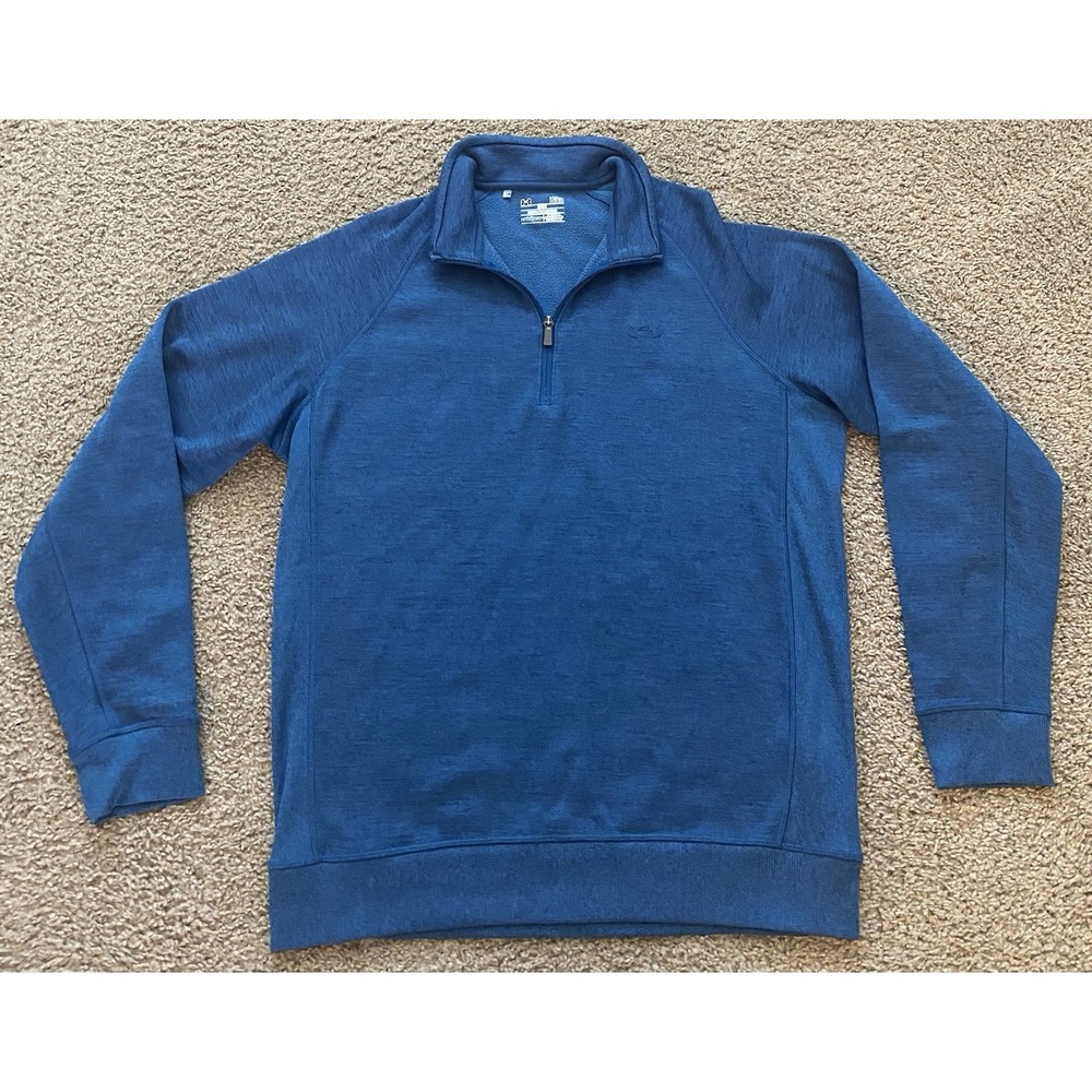 Under Armor Mens 1/4‎ Zip Coldgear  Long Sleeve Loose Fit Pullover Sz Large Blue